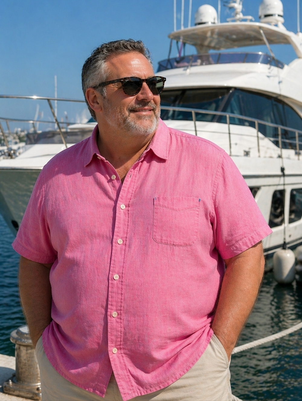 Tommy Bahama 100% Linen 5XL Pink Button-Up Shirt Coastal Luxury Short Sleeve